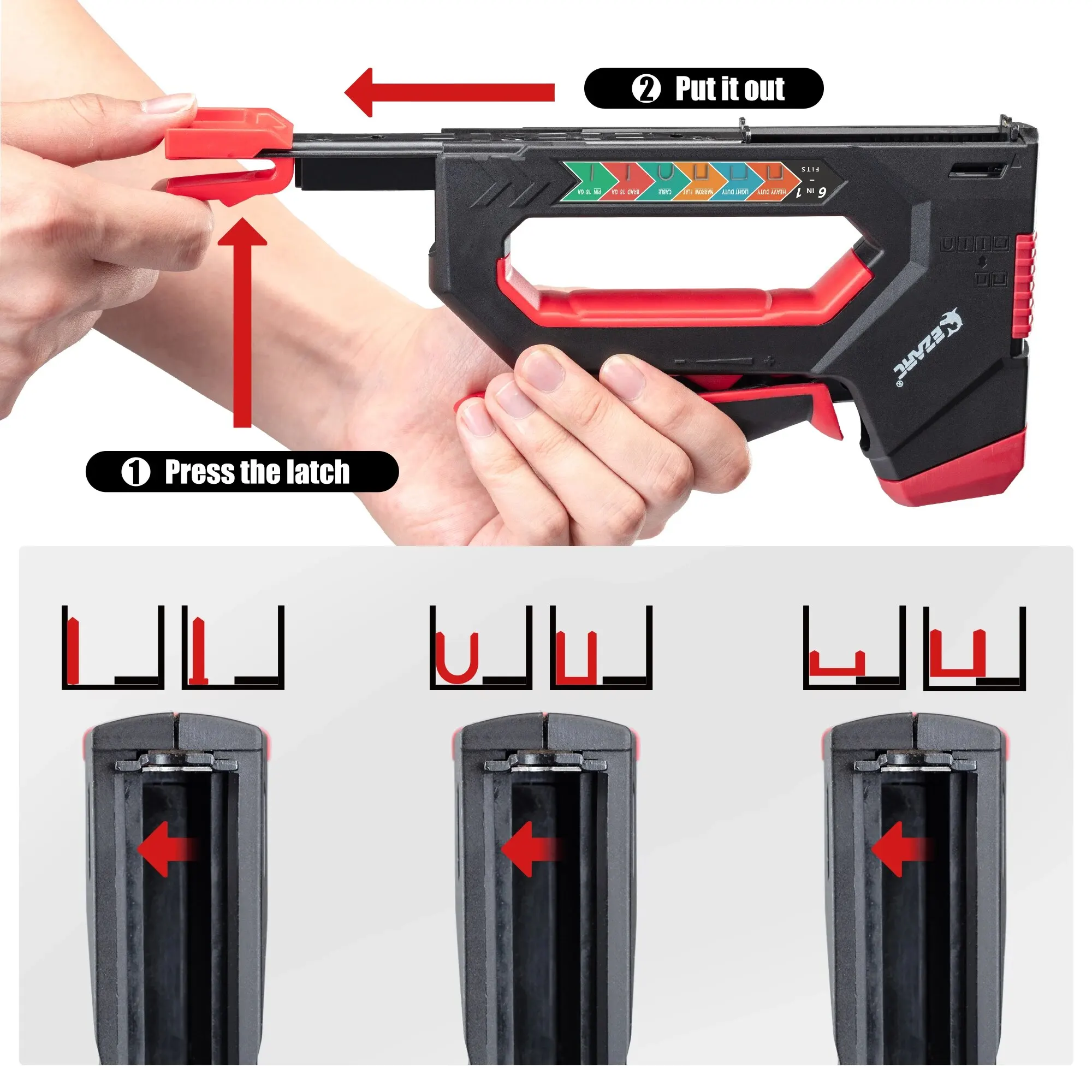 EZARC 6-in-1 Heavy Duty Staple Gun for Fixing Material Manual Nail Gun With 6000 Count Staples for Carpentry & DIY Home Decor 3