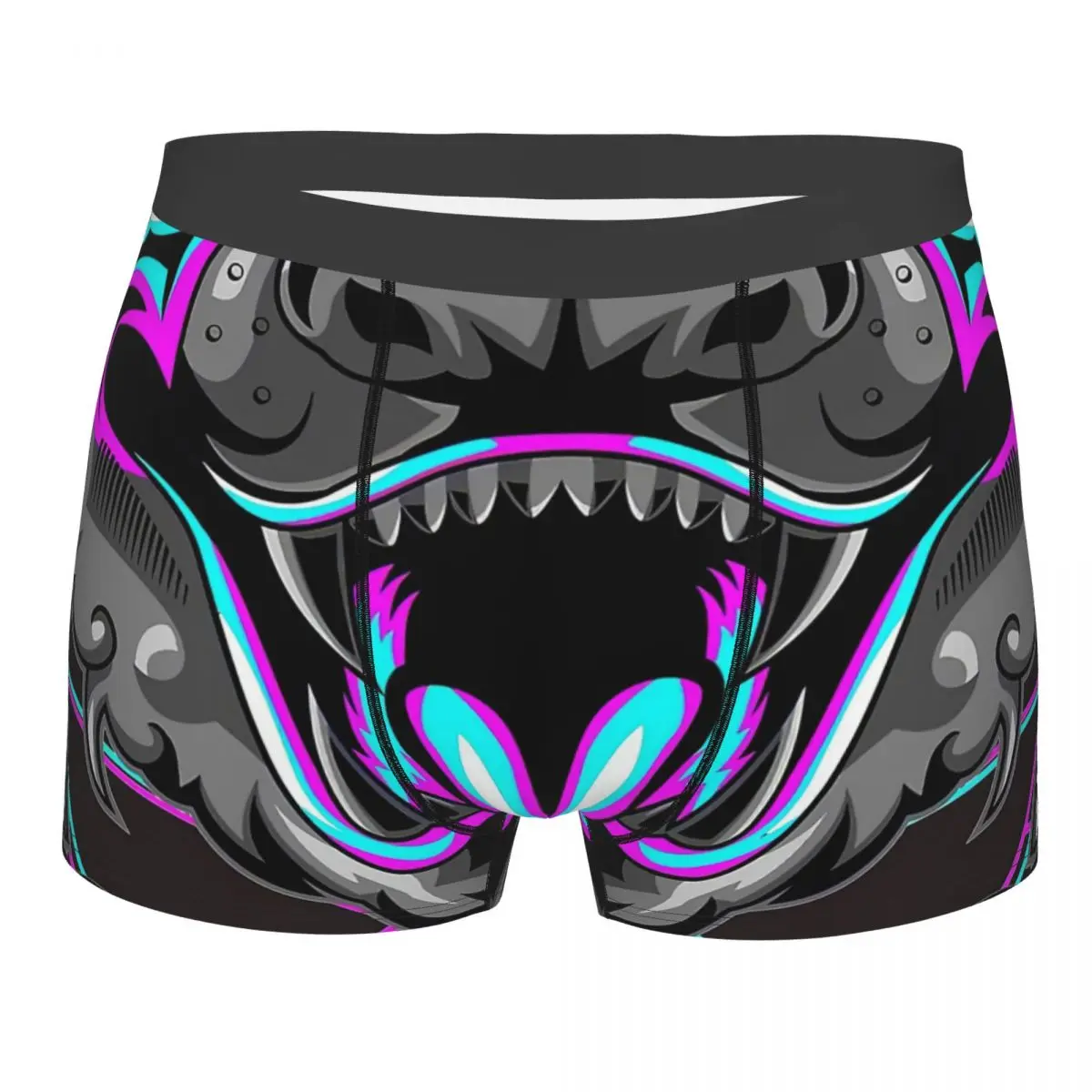 Yokai Oni Hannya Masked Samurai Skull Purple Blue Underpants Breathbale Panties Male Underwear Print Shorts Boxer Briefs