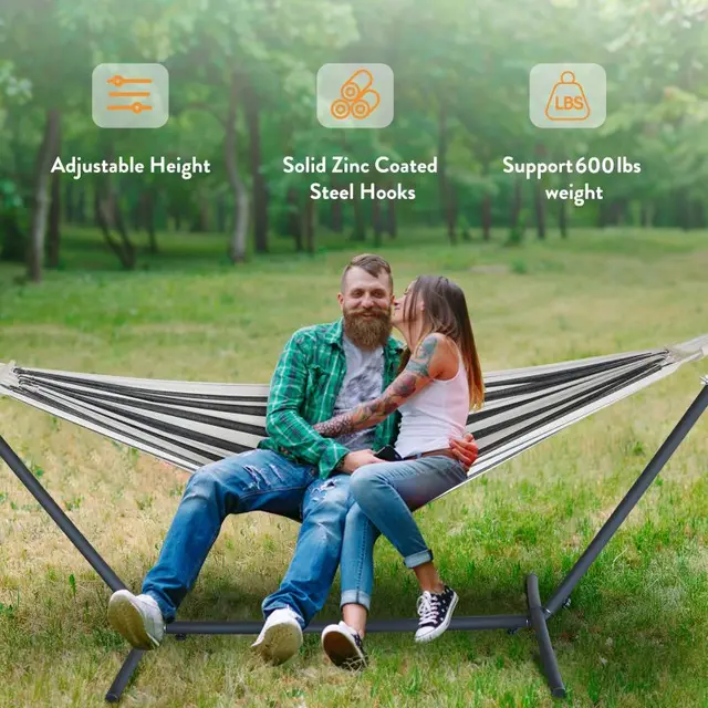 Gyroor Adjustable Stand Hammock - 600lb Capacity Stylish Hammock Bed with Storage Bag for Outdoor Relaxation