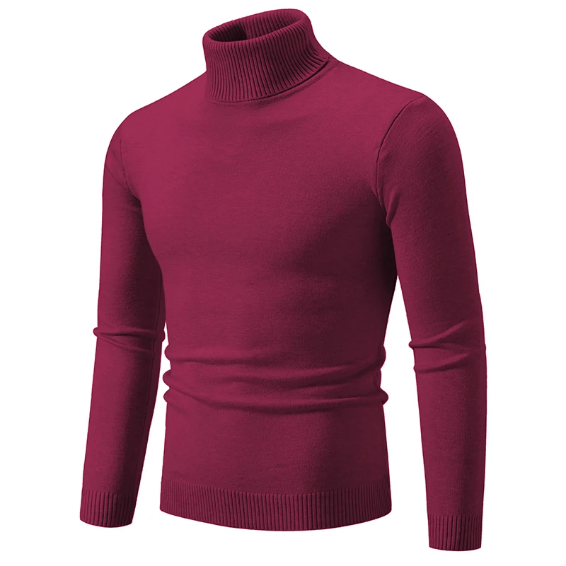 New Winter Turtleneck Thick Mens Sweaters Casual Turtle Neck Solid Color Quality Warm Slim Turtleneck Sweaters Pullover Men 6