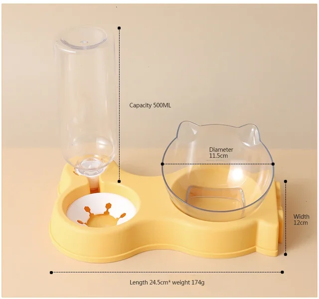 Pet Cat Food Bowl Automatic Feeder All-in-One Splice Dog Cat Food Bowl and Drinking Fountain Drinking Raised Standing Dish Bowl 5