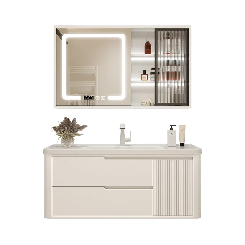 

Hxl Bathroom Washstand Oak Bathroom Cabinet Corian Ceramic Integrated Basin Combination