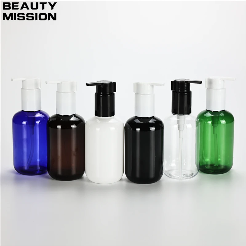 

Multicolor 200ML X 25 Chunky Plastic Bottles With Lotion Pump Liquid Soap Shampoo Travel Size Essential Oil Packaging Contianers