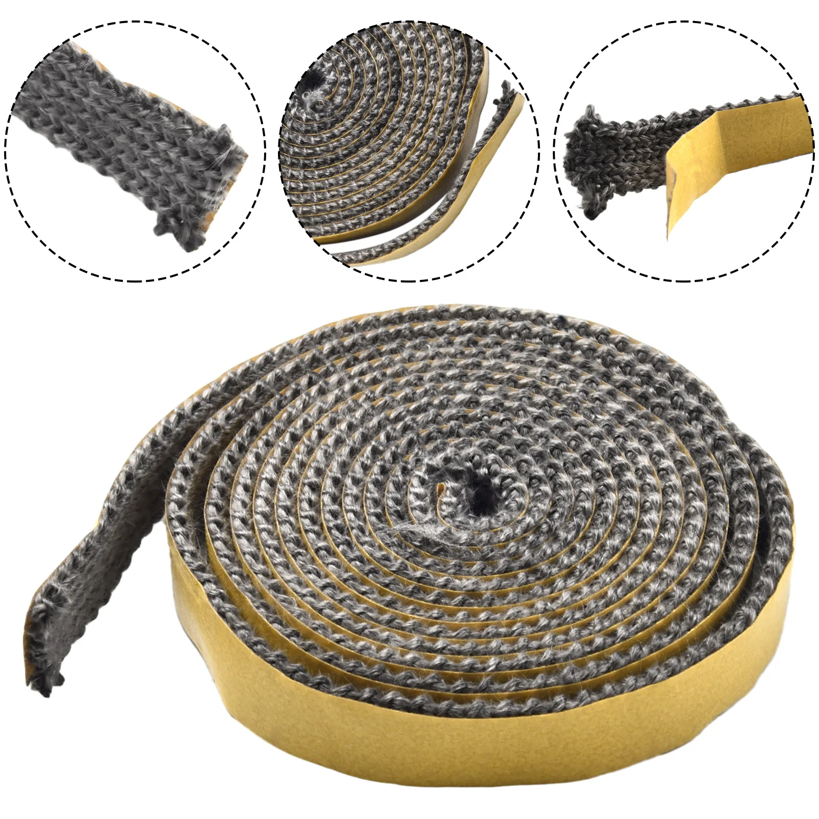 10/15mm Black Flat Stove Rope Self Adhesive Glass Seal Fireplace Door Sealing Strip Replacement Gasket Cord wood burning stove seal