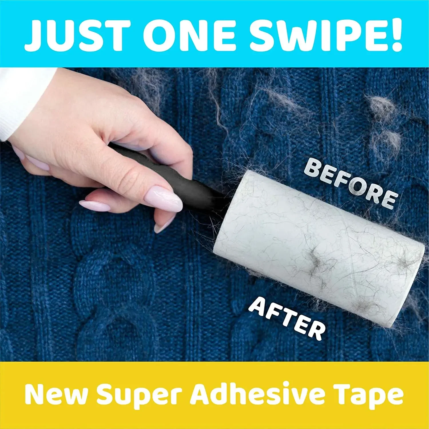 Extra-Sticky Lint Roller for Pet Hair Removal 60 Sheets/Roll,Ideal for Dog & Cat Owners,Perfect for Clothes & Furniture Cleaning