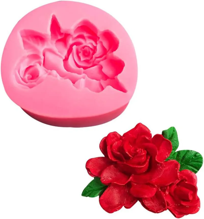 2Pcs Flower Fondant Molds Silicone Gardenia Plumeria Rubra Flower Mold Candy Chocolate Kitchen Baking Toting Kitchen Baking Tool