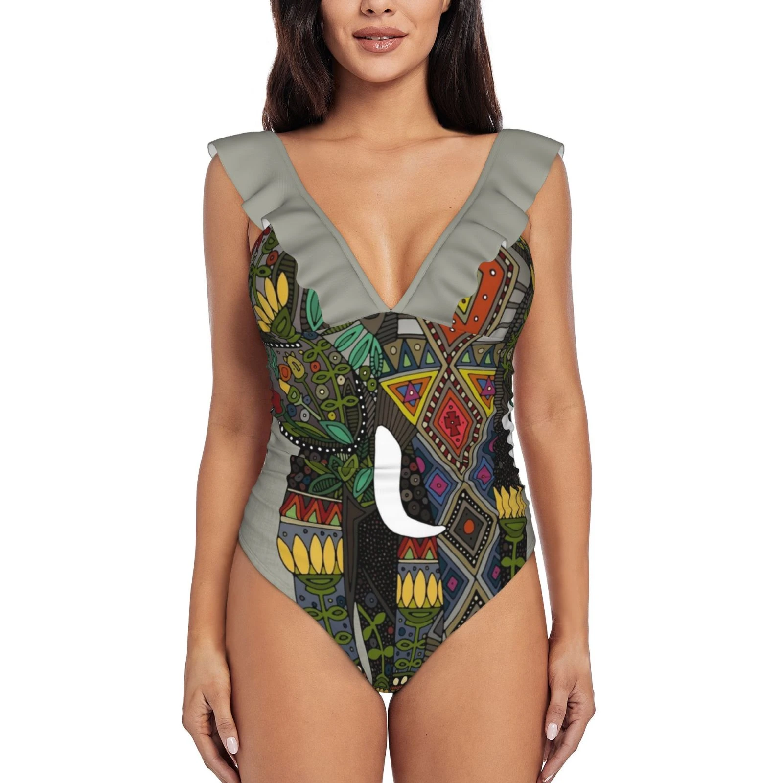 Bañador de una pieza con y piedras elefante Floral para mujer, traje baño Sexy, Monokini, novedad, trajes de baño para playa, elefante, Animal | - AliExpress