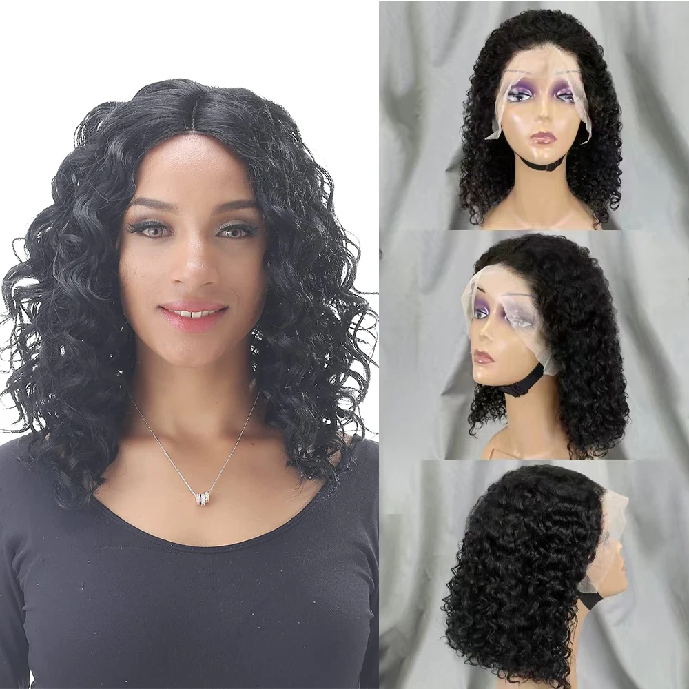 

Bliss Hair 13x4 Short Curly Bob Wig 13x4 Deep Wave Transparent Lace Front Human Hair Wig Remy T Part Lace Closure Wigs for Women