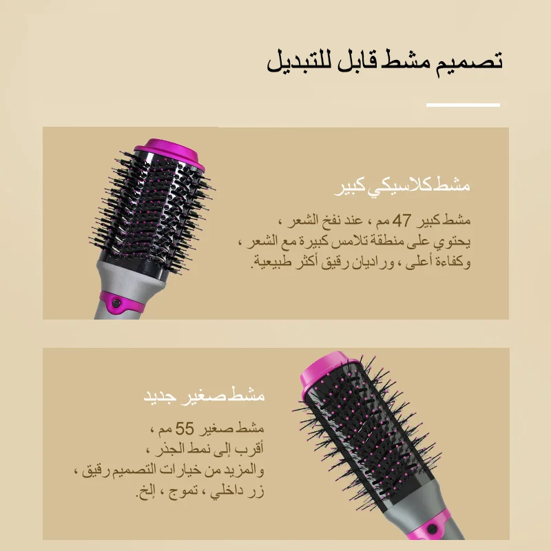 Replaceable Head Hair Dryer Hot Air Brush Styler Volumizer Hair Straightener Curler Comb Roller Electric Ion Blow Dryer Brush