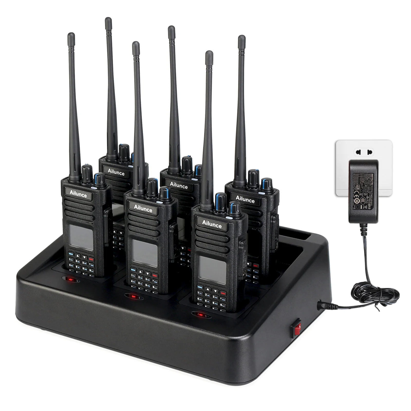 

6Pack professional radio set Ailunce HD1 with rapid charger Dual Band DMR Amateur Digital IP67 Waterproof GPS Two Way Radio