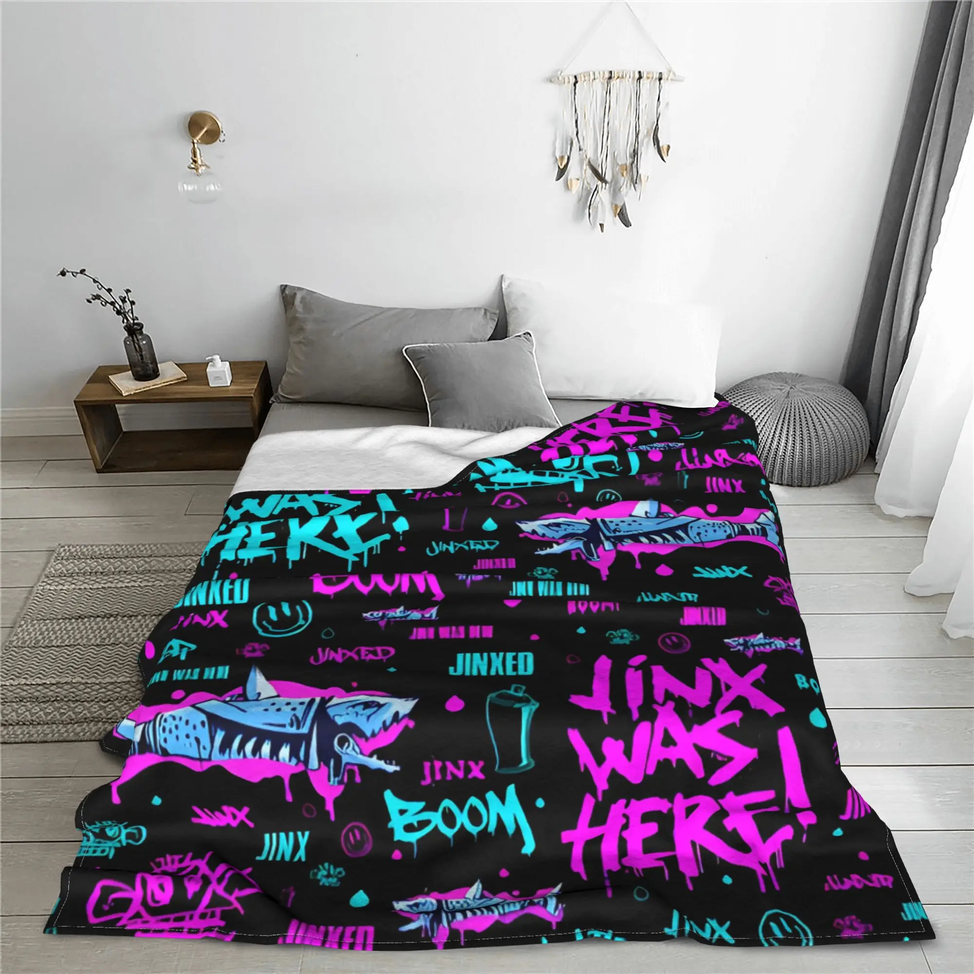 Jinx Arcane Coral Fleece Plush Throw Blanket League Battle Game Legends Blankets for Sofa Couch Super Soft Bedroom Quilt 2
