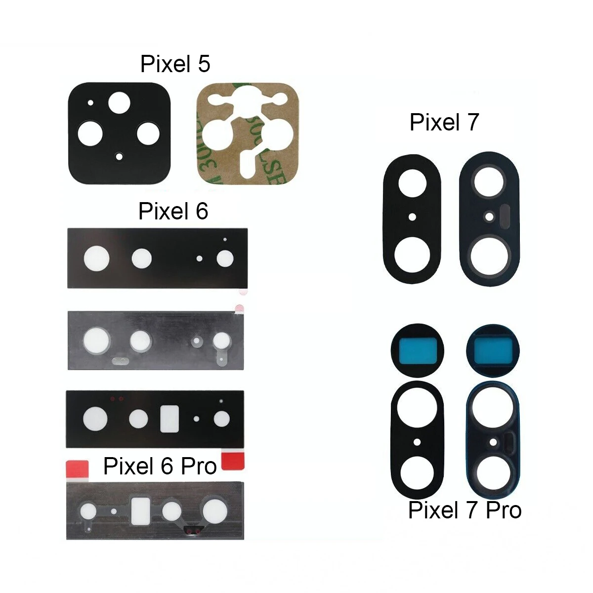 Kit Riparazione Vetro Fotocamera Per Google Pixel 7 Pro | 2 Lenti Posteriori + 2 Pellicole Proteggi + Pinzette