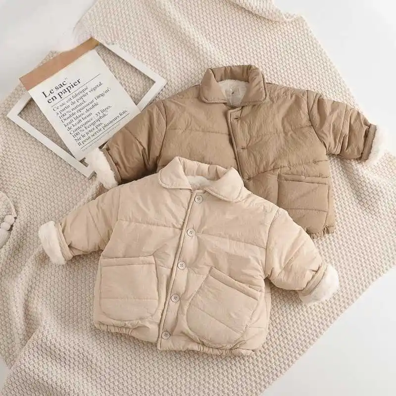 

Infant Child Fleece Inside Jacket Winter Thickened Coat Cotton Padded Boy Outwear Baby Girl Clothes 12M-5Y 2023 겨울 아기옷 아기패딩