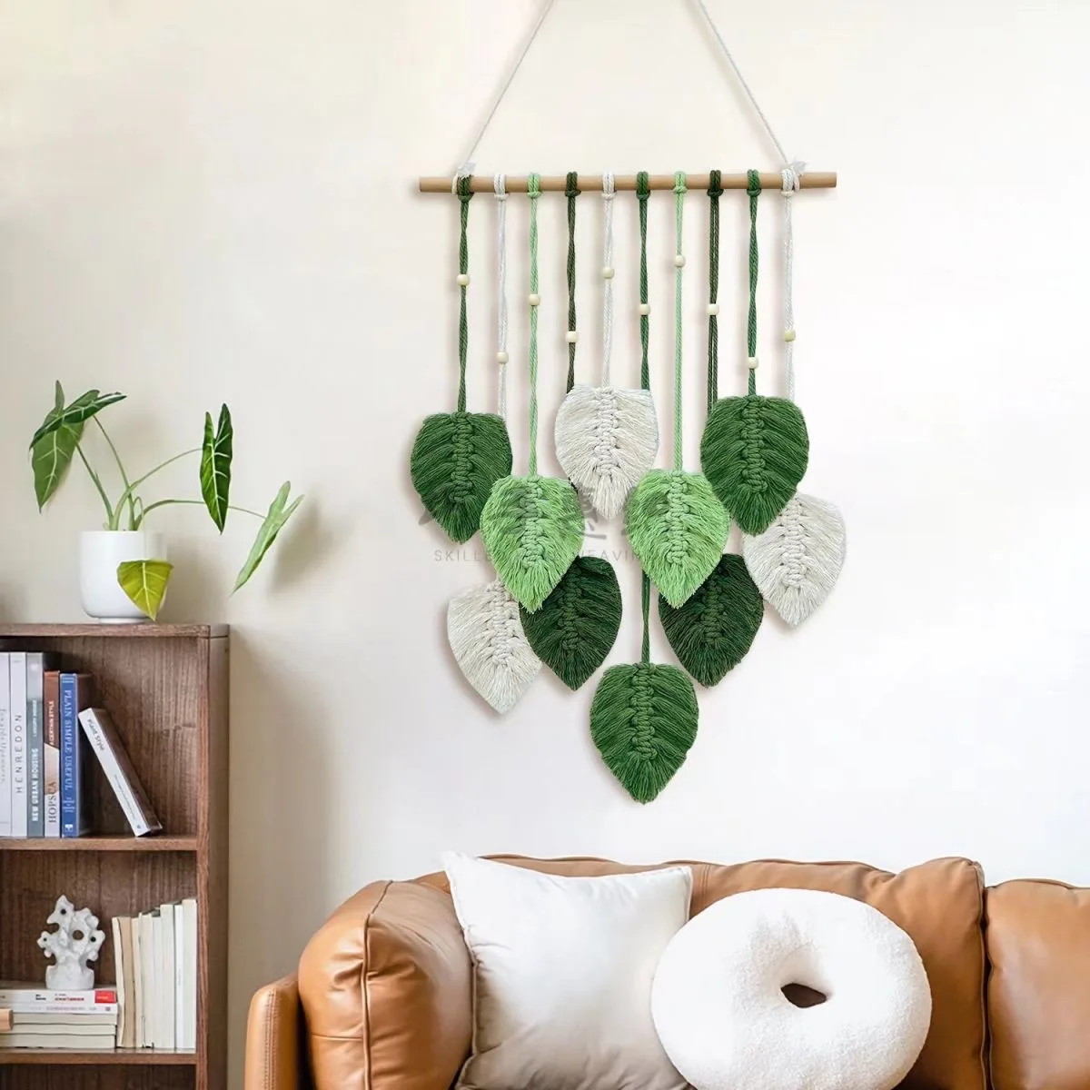 Tapestry Decor Reative Handmade Woven Leaf Wall Hanging Tapestry Bohemian Style Pendant Home Wall Decoration Colorful Living Room Decoration