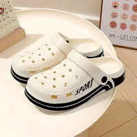 Thick soled anti slip two on sandals for women, new style for indoor and outdoor wear, perforated shoes for men in summer 1