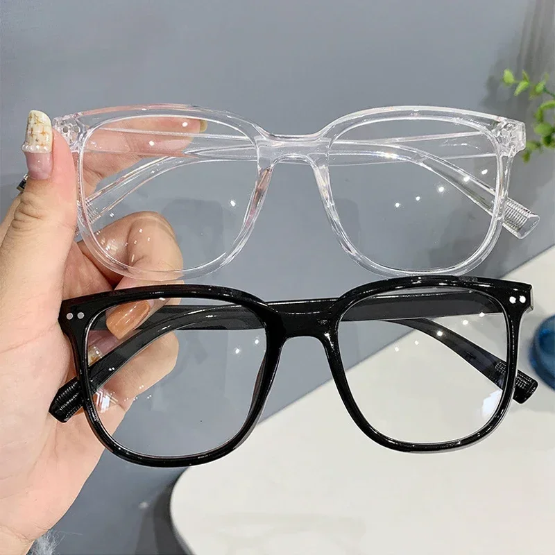 Square Finished Ladies Myopia Glasses Ultralight Oversized Frame Anti Blue Light Prescription Minus Eyewear Diopter 0 To -6.0 4