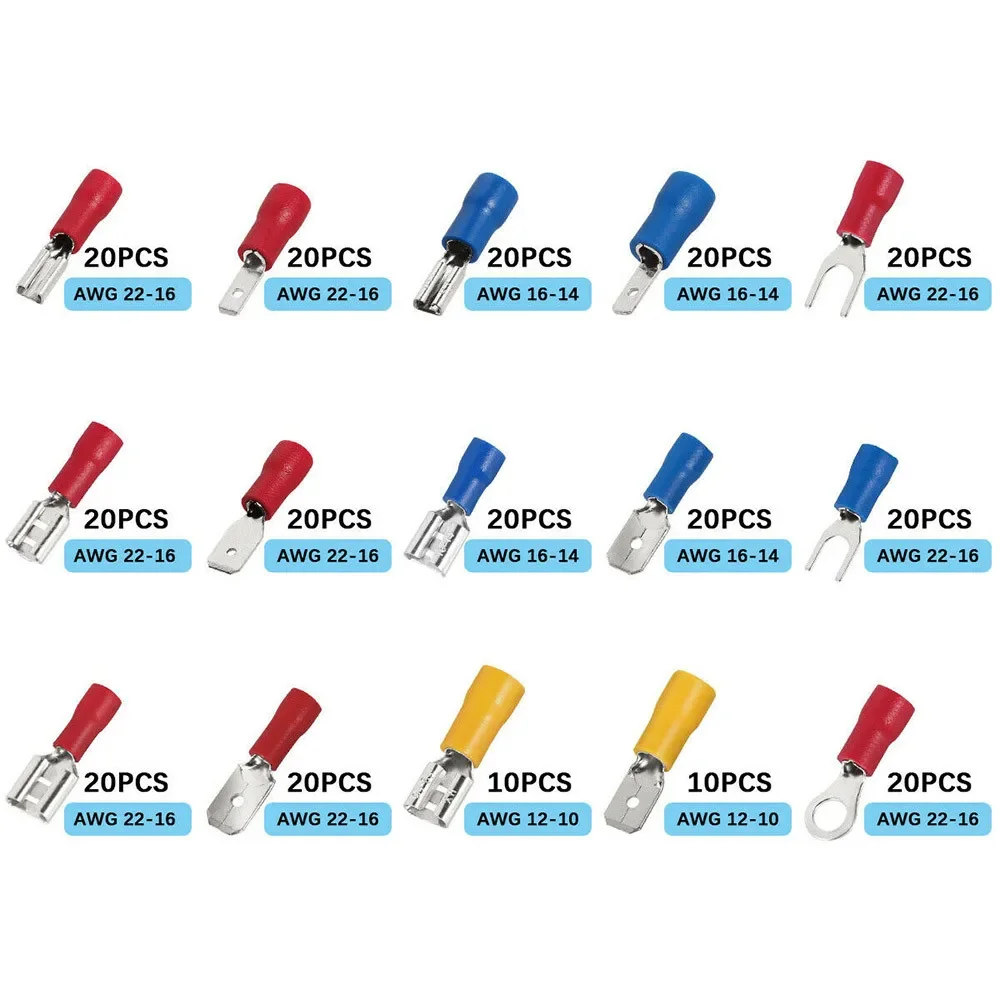 Versatile 280PCS Assorted Crimp Spade Terminal Insulated Connector Kit Set Ideal for Electrical Wiring Projects