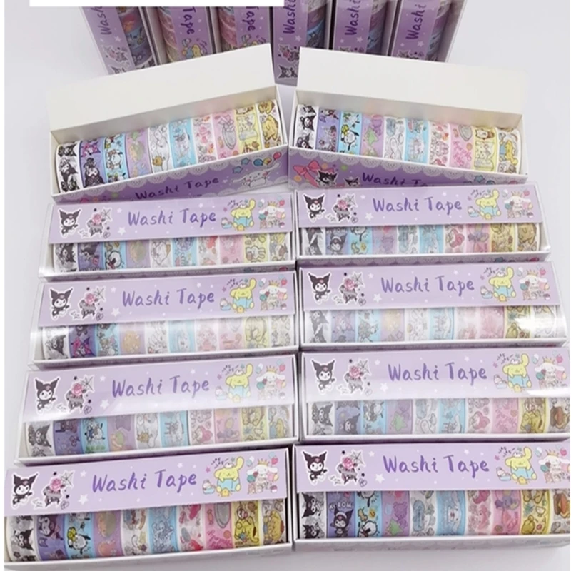 10 rolls of Sanrio hand account material decorative stickers Melody cinnamon dog Kulomi tape sticker DIY toy gift