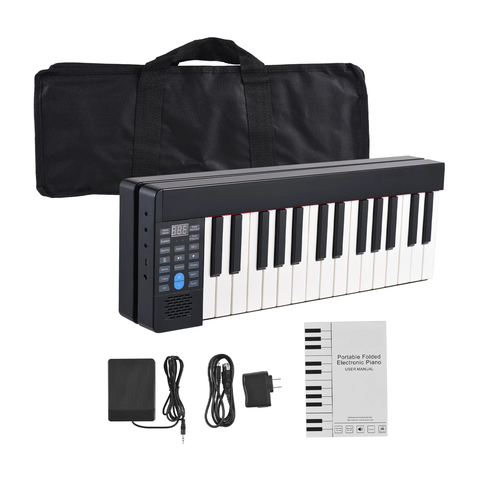61-Key Foldable Electronic Piano Folding 61 Keys Sensitive Piano Keyboard with Bag/Sustain Pedal Rechargeable
