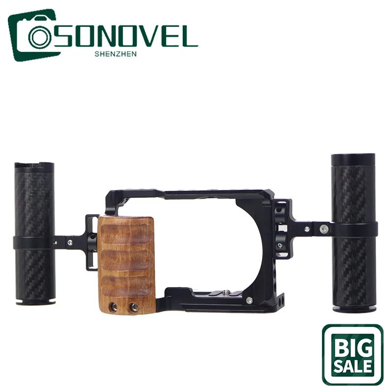 Adatto Per Fotocamera Sony Zv-E10 Gabbia Per Conigli In Lega Di Alluminio Manico In Legno Maniglia Per Gabbia Per Conigli Kit Telaio Di Protezione Per