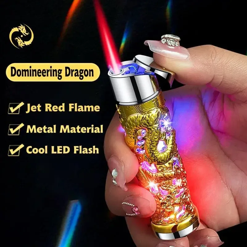 Embossed Dragon Torch Lighter - Refillable Windproof Jet Flame Gift Edition