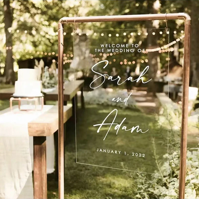 

Welcome Sign Wedding Vinyl Stickers Custom Name Mirror Wedding Decal Birthday Engagement Party Wall Stickers