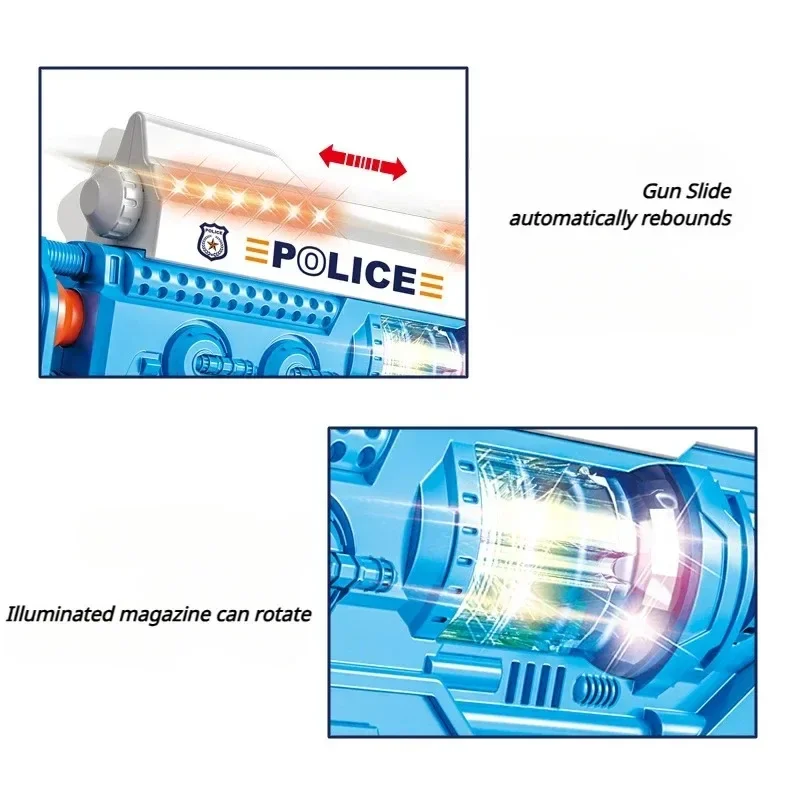 Sounding Flashing Non-firing Gun Model Children Prank Funny Fake Gun Submachine Gun Police Role Play Prop Kids Birthday Gifts 4