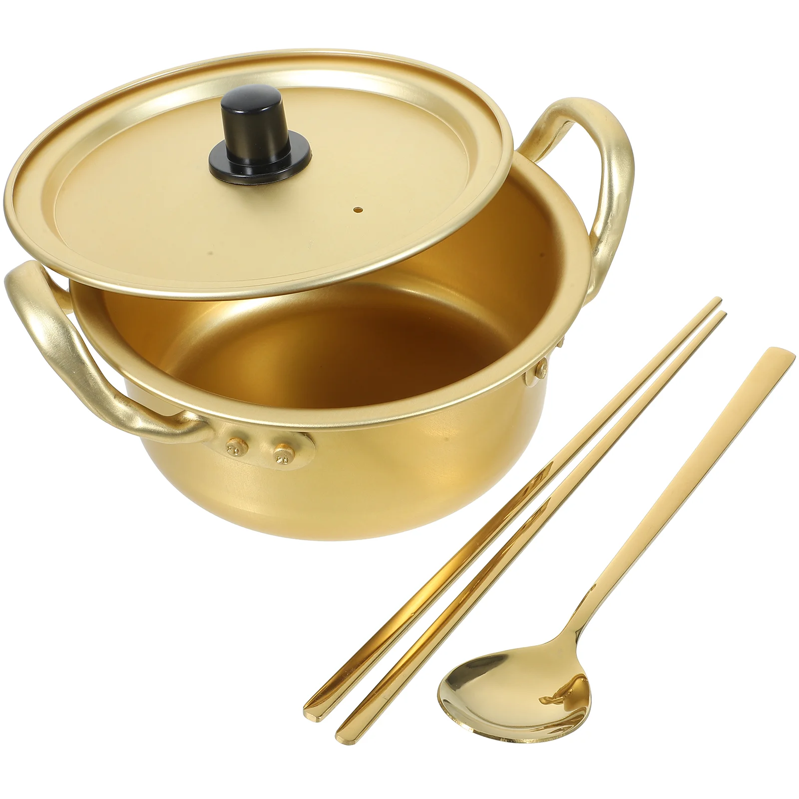 

Korean Ramen Pot Ramen Cooker Aluminum Korean Pot Ramyun Pot With Lid Spoon and Chopsticks Cookware for Cooking Soup Pasta Stew