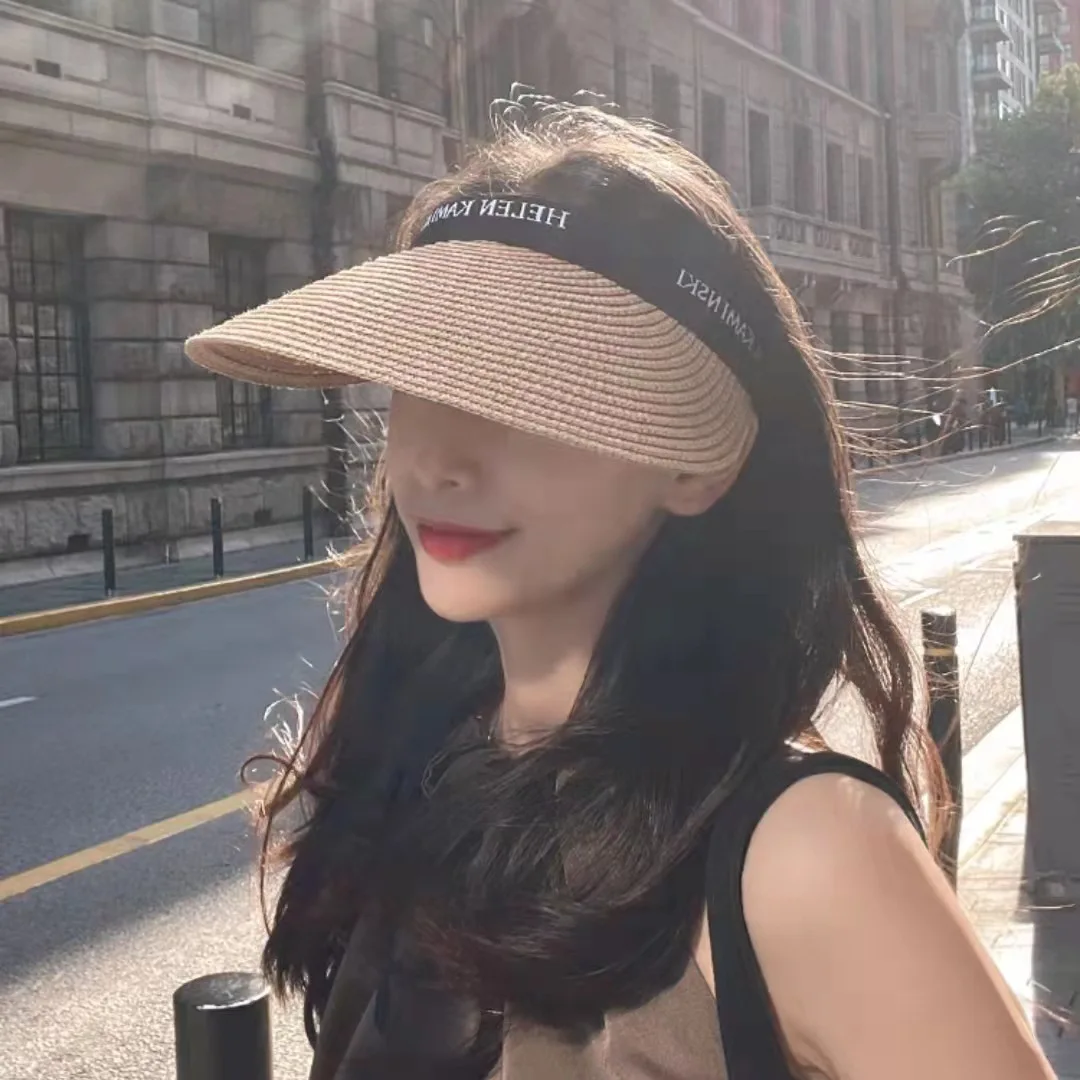 Straw Hat Duck Summer Straw Hat Women's Sunshade Beach Travel Headband