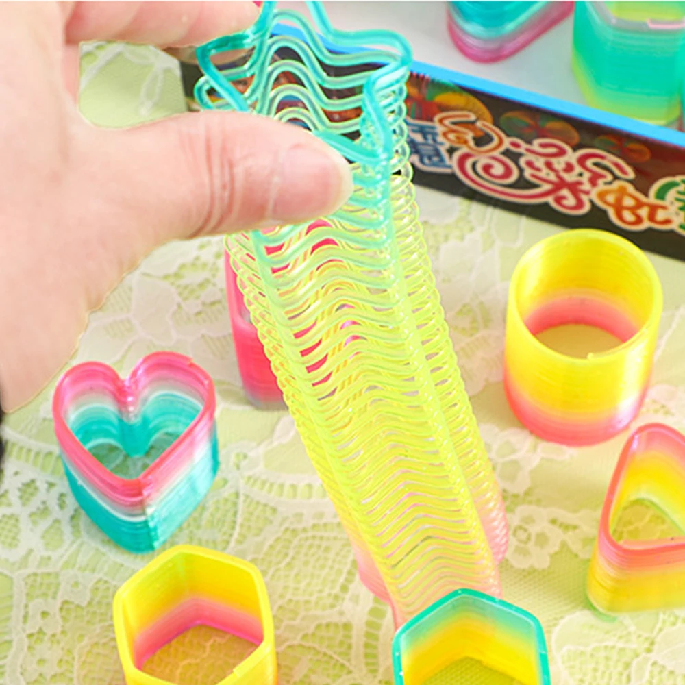12 Pcs Colorful Rainbow Neon Plastic Spring Toys,polygon Rainbow Magic Spring Boys Girls Birthday party Favors Pinata Fillers