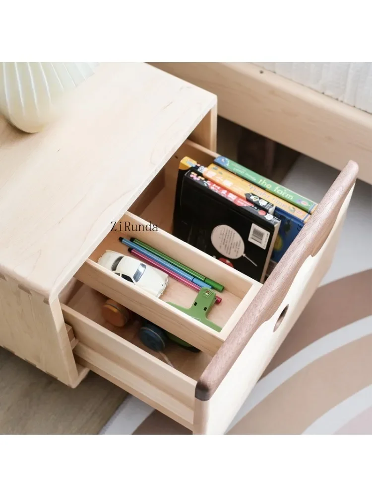 1All solid wood children's bedside table Bedroom bedside drawer storage small cabinet