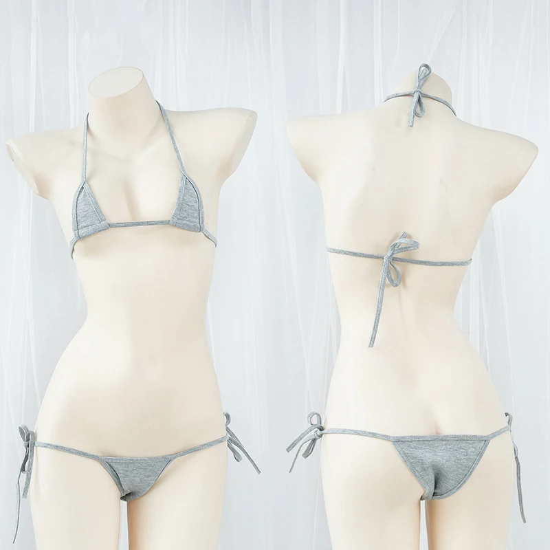 Strappy Halterneck Bikini Set Women with Hooded Long Sleeve Sweater Jacket Three Point Swimsuit Underwear