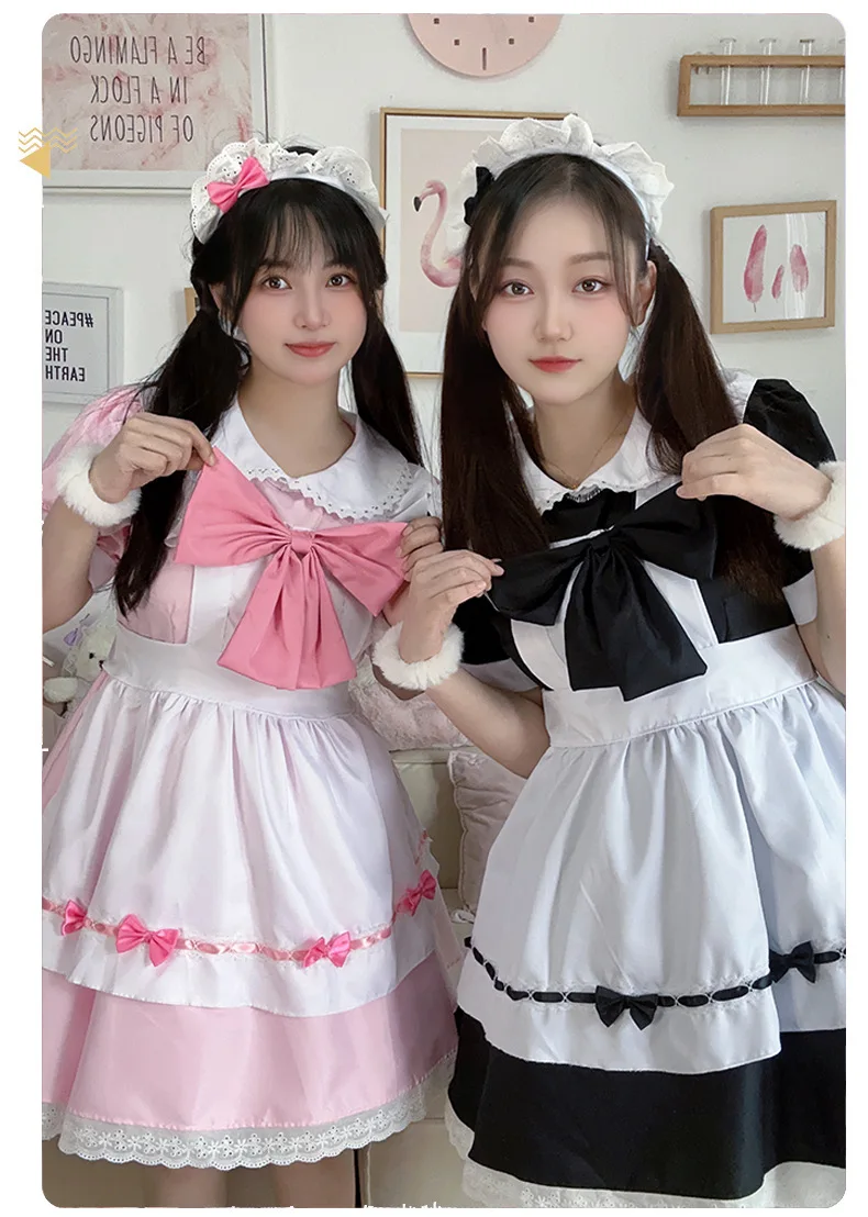 Lolita Cosplay Kleid Pink Maid Anime Kawaii Sweet Halloween Damen 15