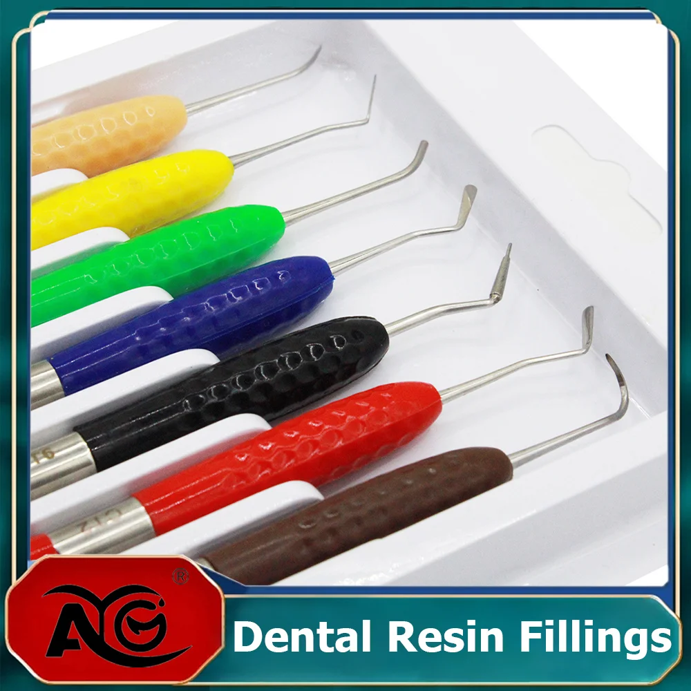 AG 1 Juego de espátula de relleno de resina compuesta Dental de doble cabezal, instrumento de restauración de relleno de resina, herramientas de dentista