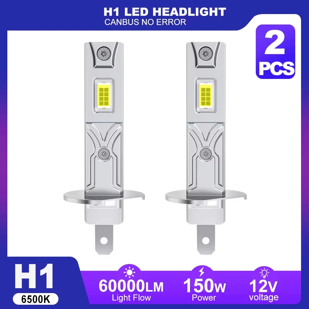 Ultra-Bright LED Headlight Bulb, 60,000 Lumens, 150W High Power, 6500K, Fanless Auto Fog Lamp
