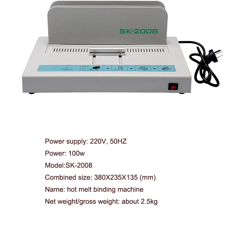 Máquina de Ligação do Derretimento Quente Pequena Máquina de Ligação da Colagem Quente da Mangueira do Derretimento Tira de Colagem Manual do Voucher do Escritório Automático Máquina Geral - Imagem 6