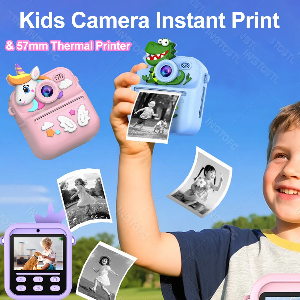 Mini Thermal Printer Digital Children Camera Photography Instant Print Photo 1080P Video Mini Thermal Printer For Birthday Gifts