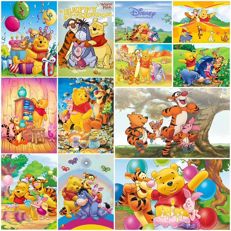 

5D Winnie the Pooh DIY Diamond Painting Mosaic Embroidery Kit Tigger Winnie Piglet Eeyore Rhinestone Home Decoration Gift