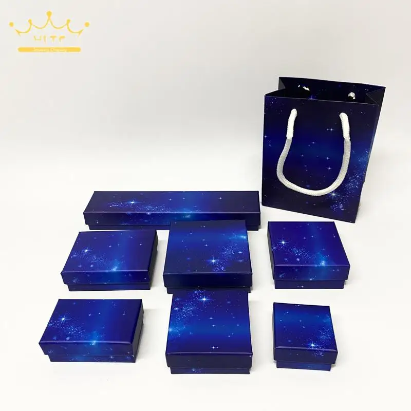 Dark Blue Starry Sky Jewelry Packaging Gift Box Ring Necklace Storage Paper Box Bracelet Box 10Pcs/lot