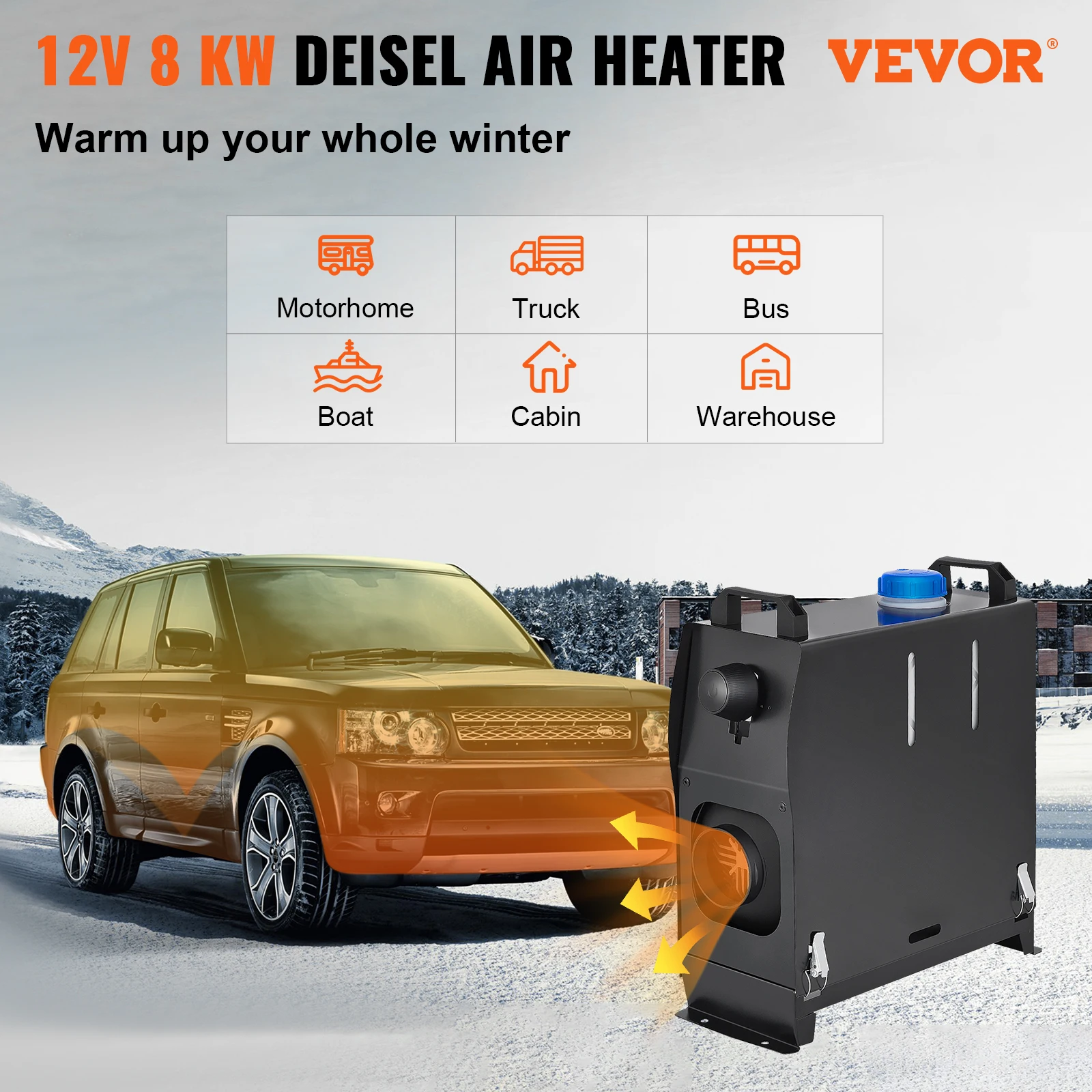 VEVOR VEVOR Calentador de Aire Diesel 12V 2KW con Silenciador Calentador de  Combustible Calefacción Estacionaria Diesel Calentador Coche Diesel Aire  Calentador Motor Diesel