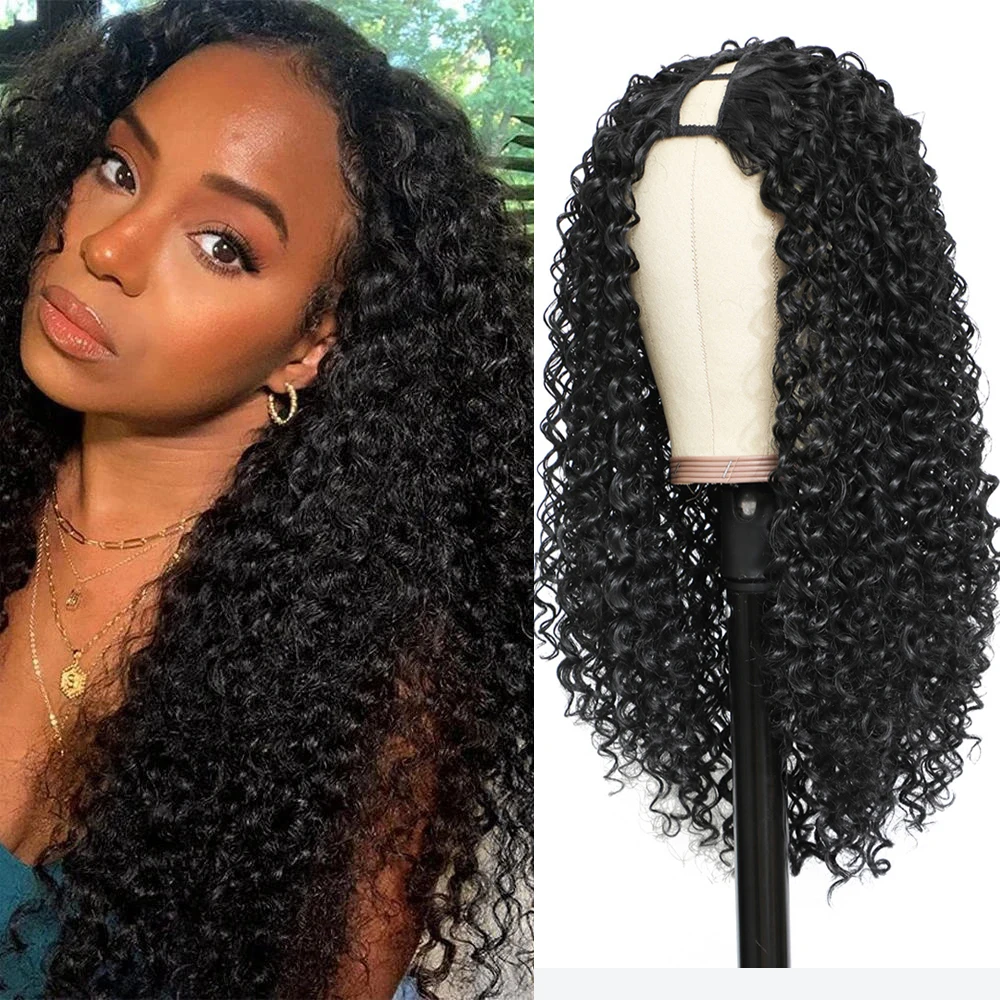 

Deep Curly U Part Wig Human Hair No Leave Out Glueless Brazilian Deep Curly Wave U Part Human Hair Wig for Women 250% Density