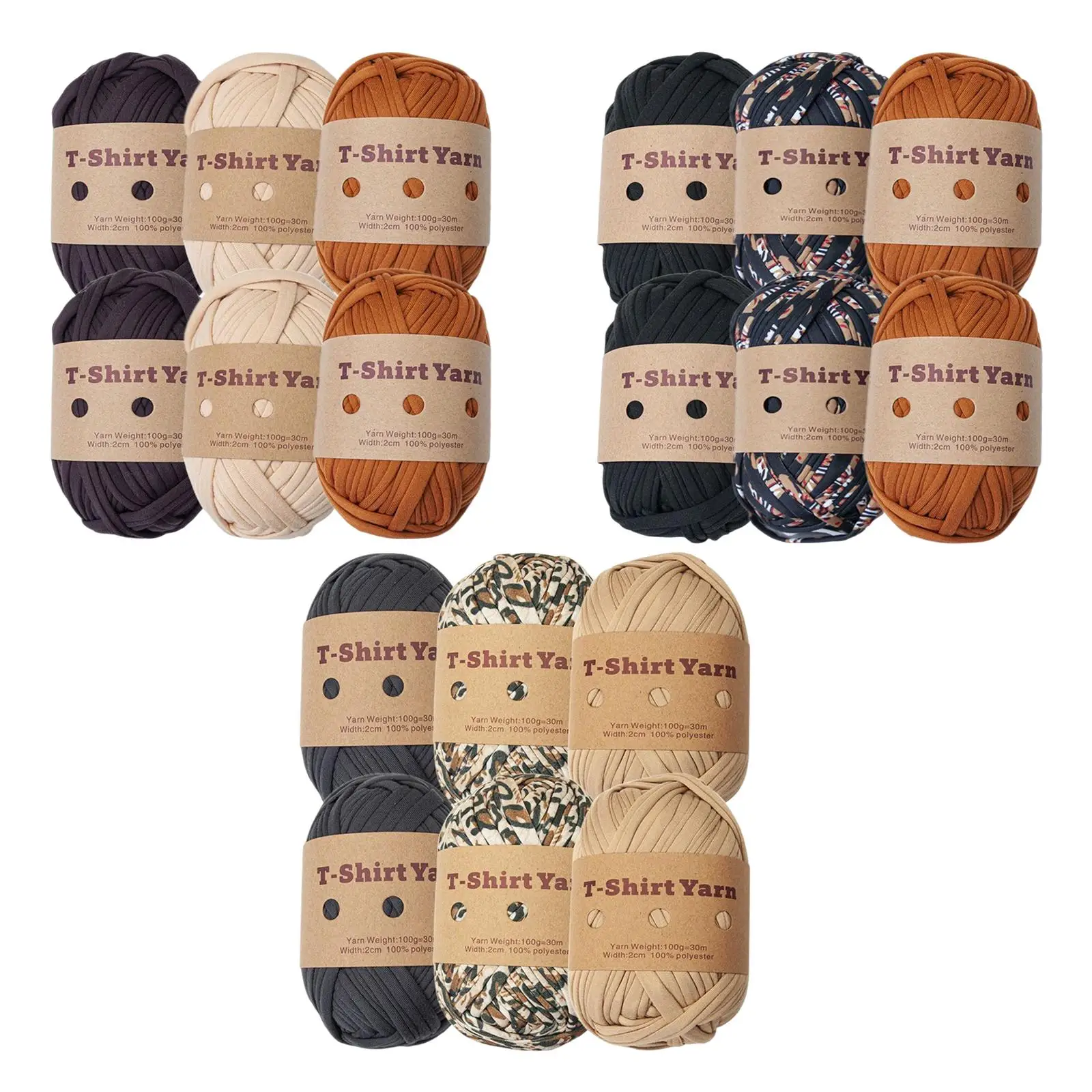 

6x T-shirt Yarn Knitting Yarn Set Elastic Soft Crocheting Chunky Yarn Spaghetti