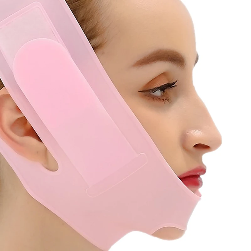 실리콘 V 페이스 리프팅 붕대, 얼굴 조각 슬리밍 밴드, 퍼밍 피부 이완 마사지, 페이스 리프트 마스크, 자체 가열, 1 개