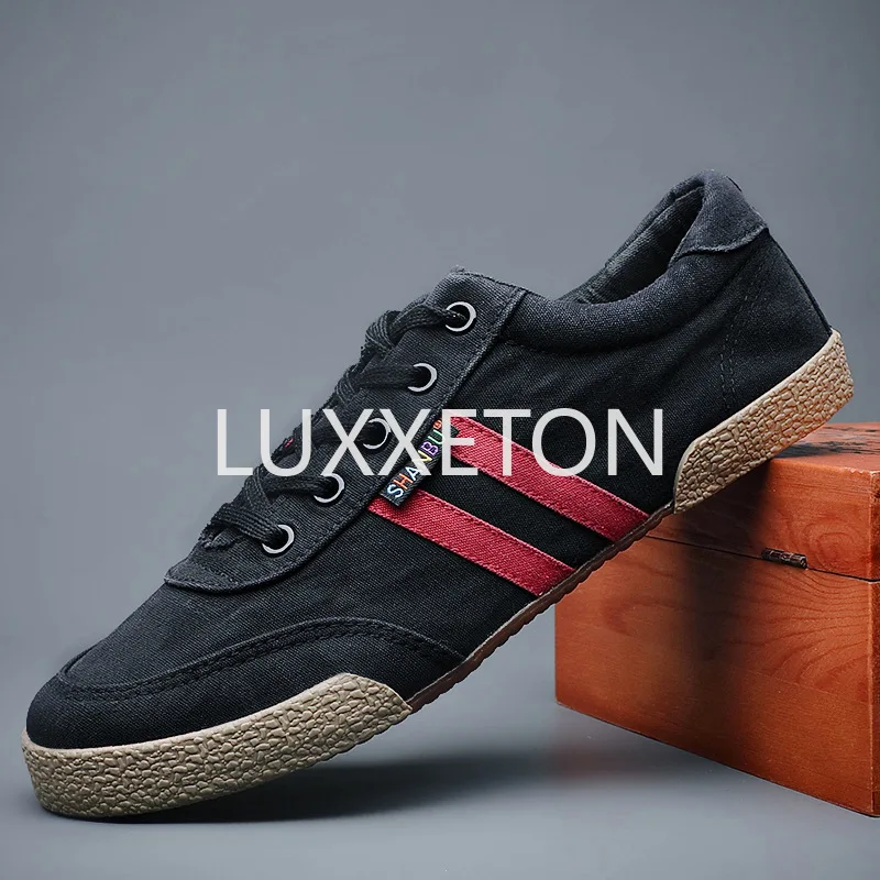 2024 Autumn New Men's Low Top Canvas Shoes Korean Edition Classic Student Casual Flat Bottom Lacing Breathable Board Shoes 2