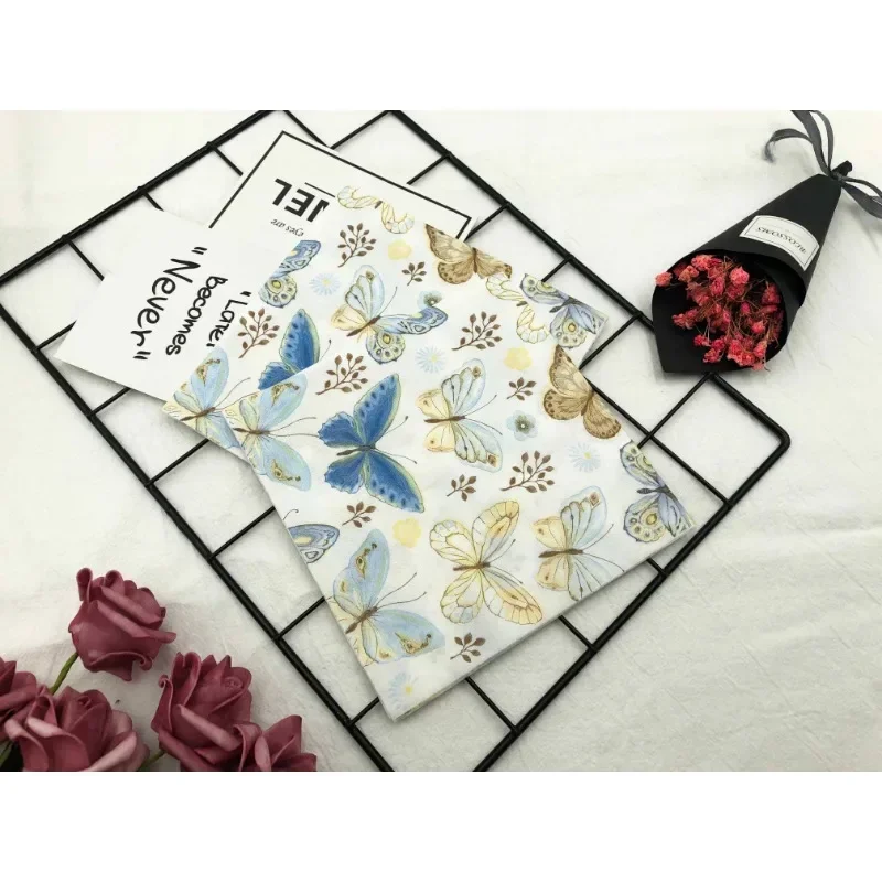 Colorful Printed Napkins New Butterfly Models Hotel Cafe Party Wedding Square Paper Napkin Placemats Food Grade Napkin 2 Ply 33c for Paper Napkins Disposable Paper Placemats Tissue Paper Decoration