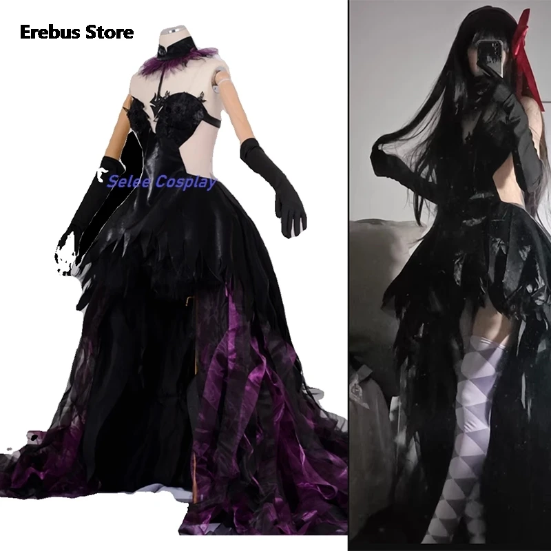 

Homuras Akemi Anime Cosplay Costume Fancy Gown Goddess Dress Puella Magi Madoka Magica Walpurgis nacht Women Cosplay Wig Clothes