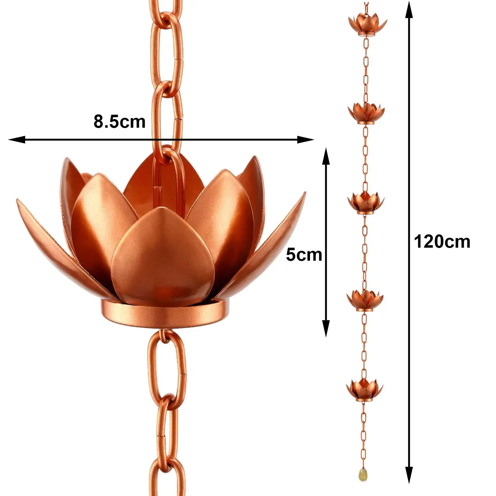Lotus Rain Chains Gutters Rain Collector Cups Rainwater Catcher Chains Flower Cups Yard Outside Garden Sheds
