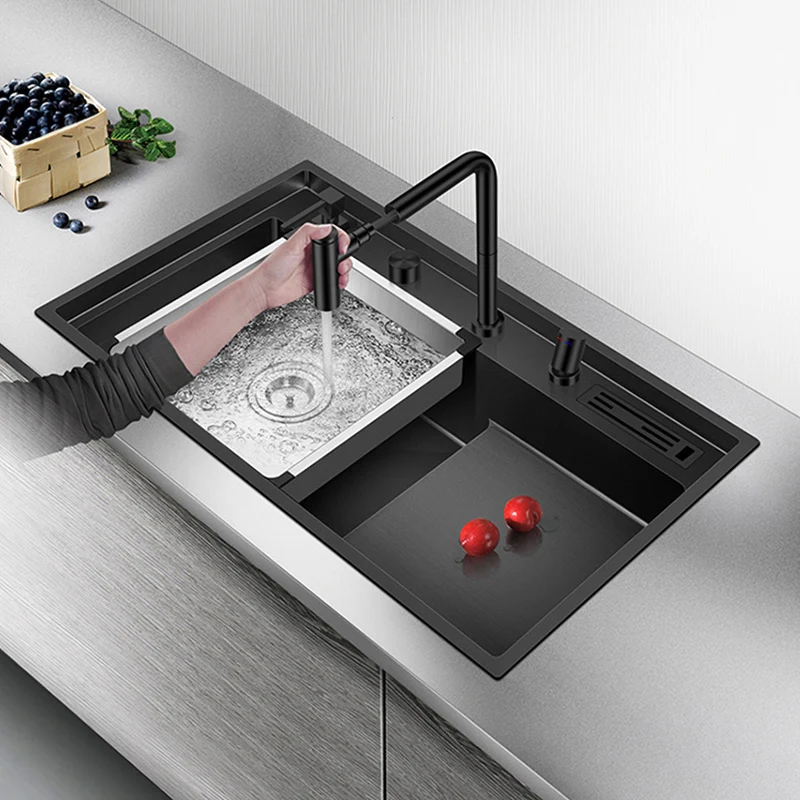 ASRAS Nanometer Handmade Stepped Kitchen Sinks 4mm Thickness 220mm Depth SUS 304 Stainless Steel Large Size Sinks