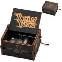 Vintage Wooden Music Box Beauty And Beast Romantic La Vie En Rose Music Box Valentine's Day Gift 2