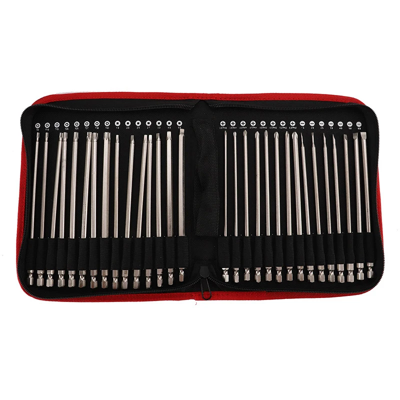 

30pcs Slotted Phillips Torx Square Socket Screwdriver Set Bits S2 Alloy Steel Batch Head 100/150mm Screw Driver Hand Tools Set